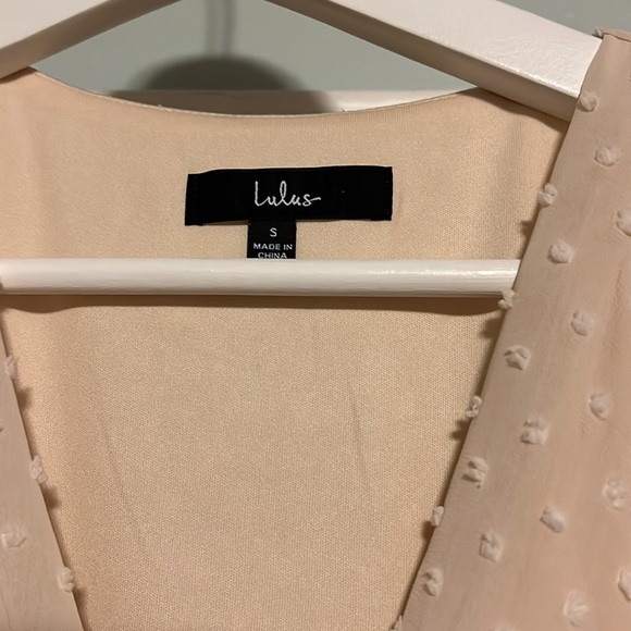 Next to You Cream Swiss Dot Ruffled Midi Dress - Lulu’s -Sz sm; rehearsal dinner - Picture 3 of 6